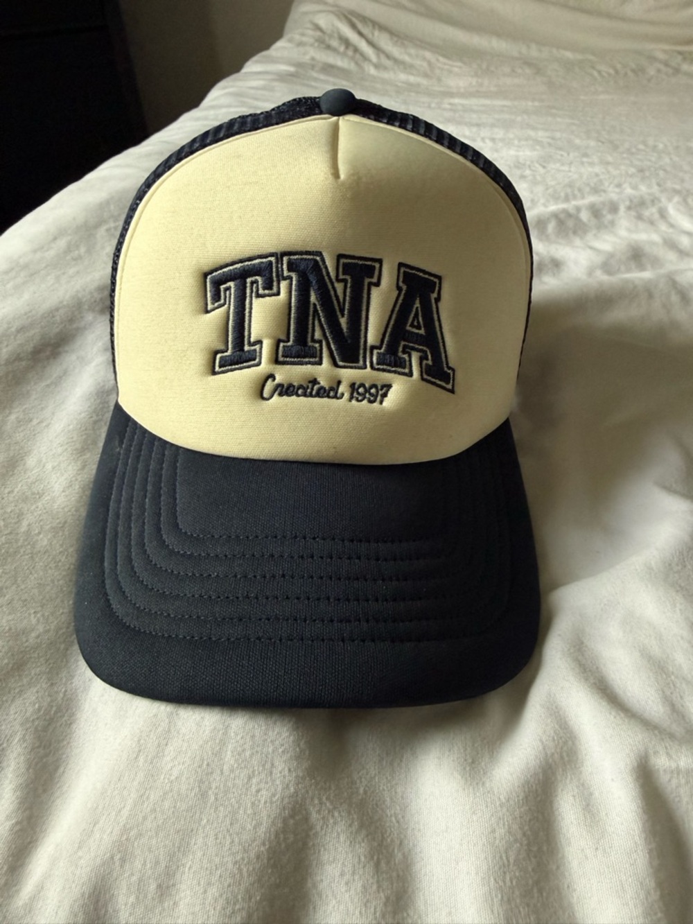 TNA Two-Tone Navy Blue and Cream Trucker Cap 🧢